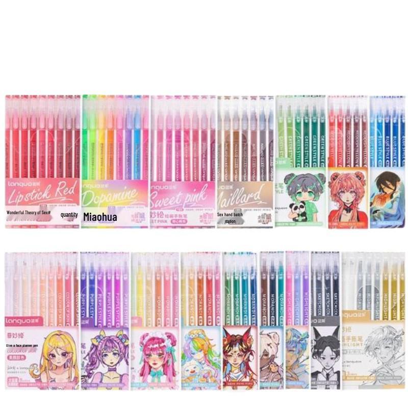 Blue Fruit Glitter Pen & Cartoon Artist Retro Paintbrush - DIY Color Journal for Students