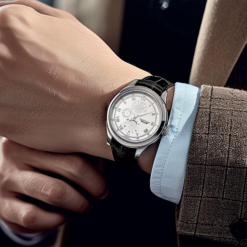 Casual Business Quartz Watch Leather Belt Men Wristwatch
