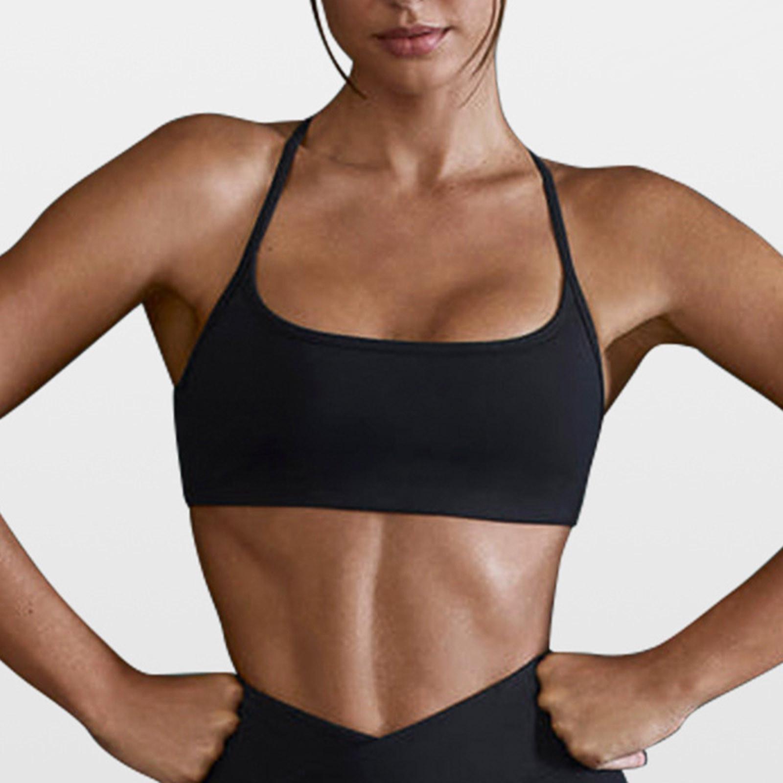 Women s  Sports Bra Padded Cross Back Backless Sports Bra  For Yoga Fitness M