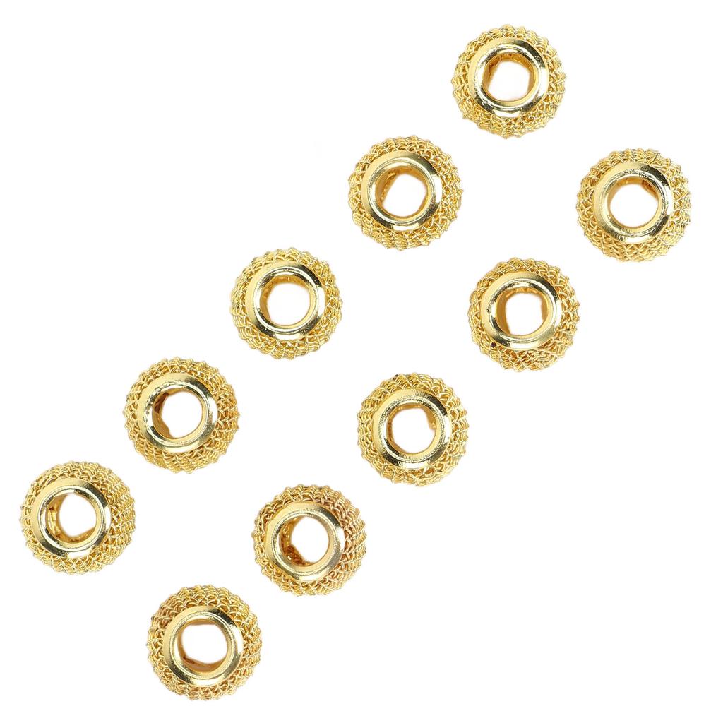 10pcs Beard Beads Metal Hollow Quick Hair Beard Dreadlocks for Hair Braids ExtensionsGold