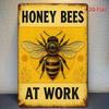 Vintage Bees & Honey Metal Tin Sign for Kitchen Farm Interior Decor