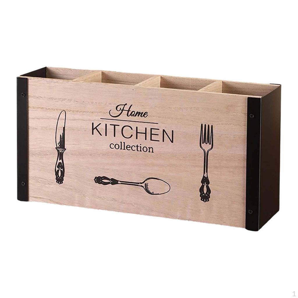 Wooden Cutlery Holder Silverware Organizer for Pantry Party Countertop