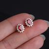 Trumium 925 Silver Vintage Gemstone Ring Red 5A Zirconia rings for women 18K Gold Plated Engagement Wedding Band Stud Earring