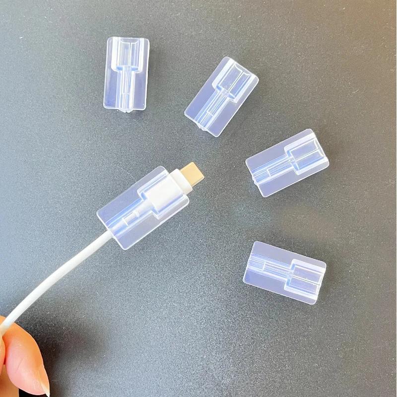 5pcs Soft Silicone Charger Cable Winder Fast Charging Cable Protector Sleeve for Apple IPhone Data Cord Clear Case Clip
