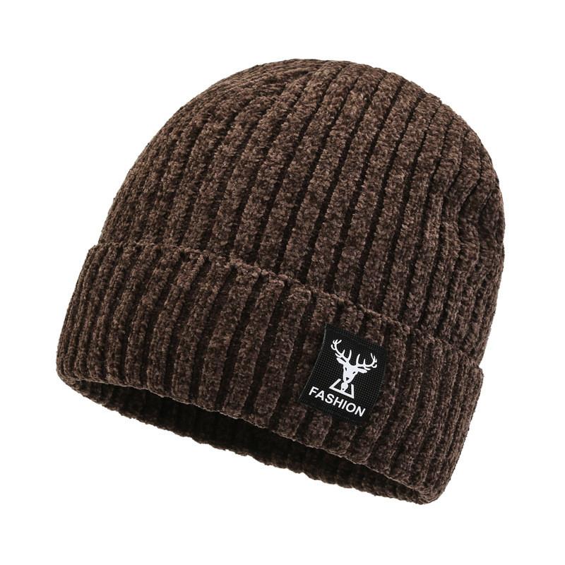 Knitted Hat For Men With Letter R Design Warm Windproof Winter Cap For Casual Style