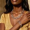 YueShi Stainless Steel Polygon Necklace Bracelet Set Trendy Jewelry