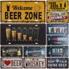 Welcome Beer Zone Metal Tin Signs Cold Beer Posters Front Door Club Bar Pub Cafe Wall Decors Retro Metal Signs