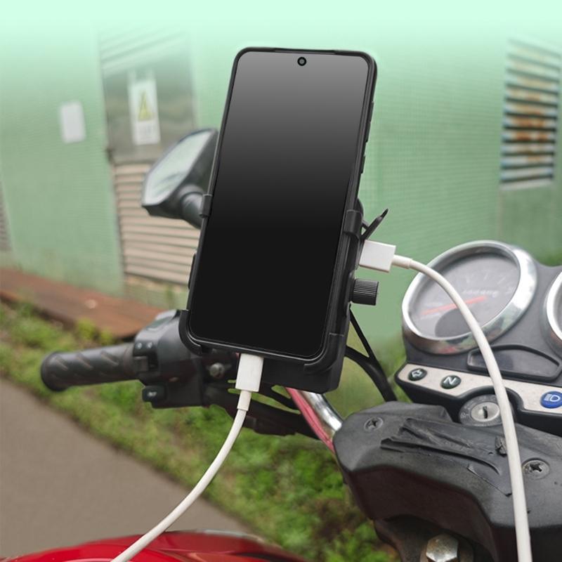 Motorcycle Phone Mount with Integrated Sound System for Electric Bikes Stable on Rough Terrains, Easy Installation, Water Resistant