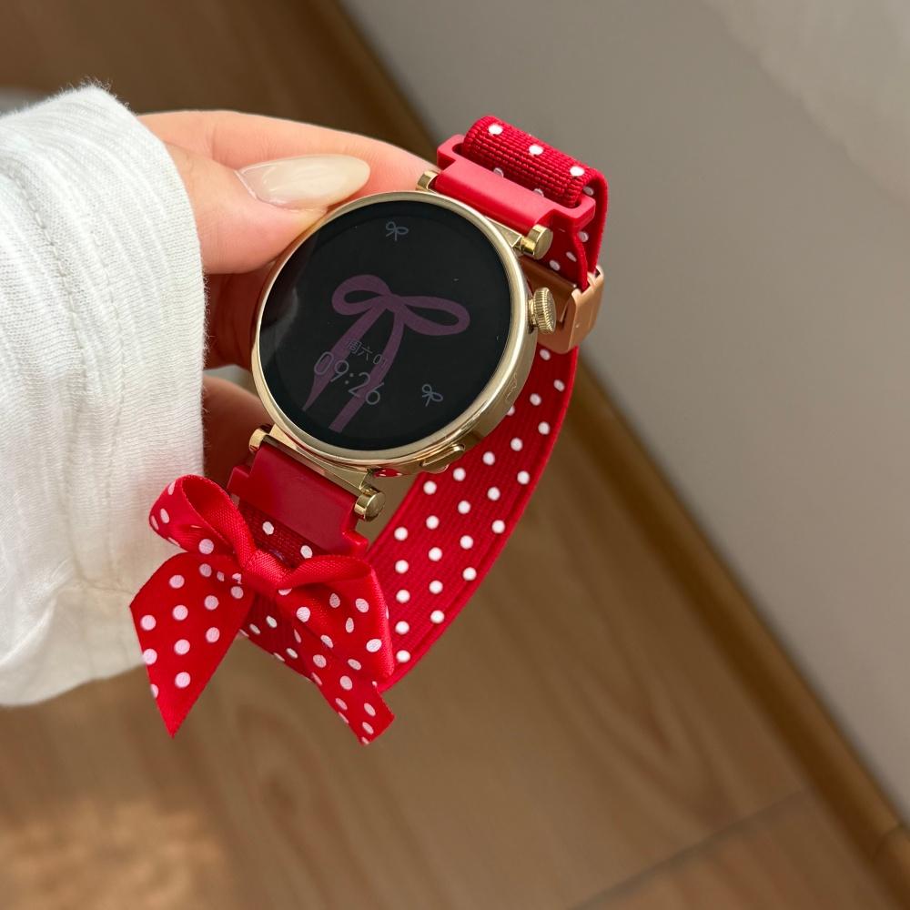 18/20/22mm Polka Dot Bow Nylon Watch Strap with Magnetic Clasp Replacement Band for Women Compatible with Huawei, Samsung Garmin Xiaomi Smart Watch