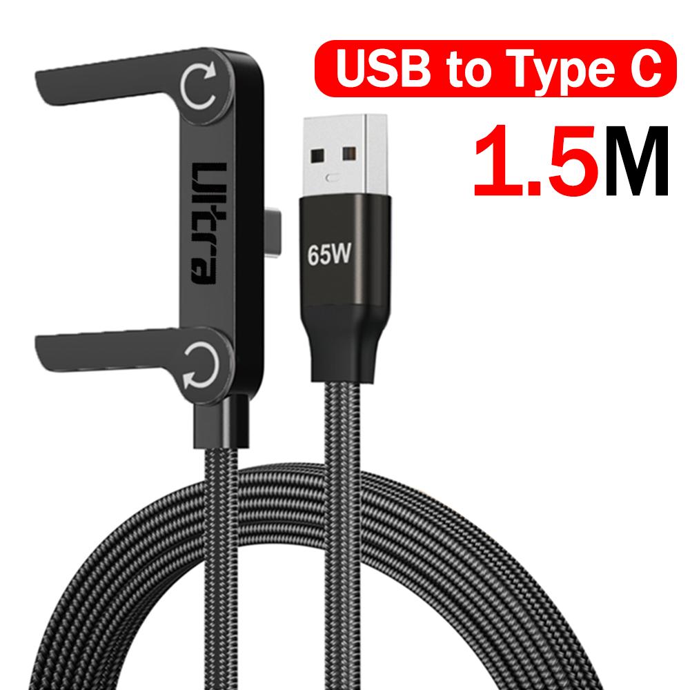 

240W&65W Foldable Stand USB A To Type C Fast Charging Cable Type C To Type C Elbow Phone Holder Data Cable for IPhone17 Samsung 1PCS