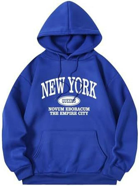 2024 COZYEASE Women's Letter Print Long Sleeve Hoodie Sweatshirt