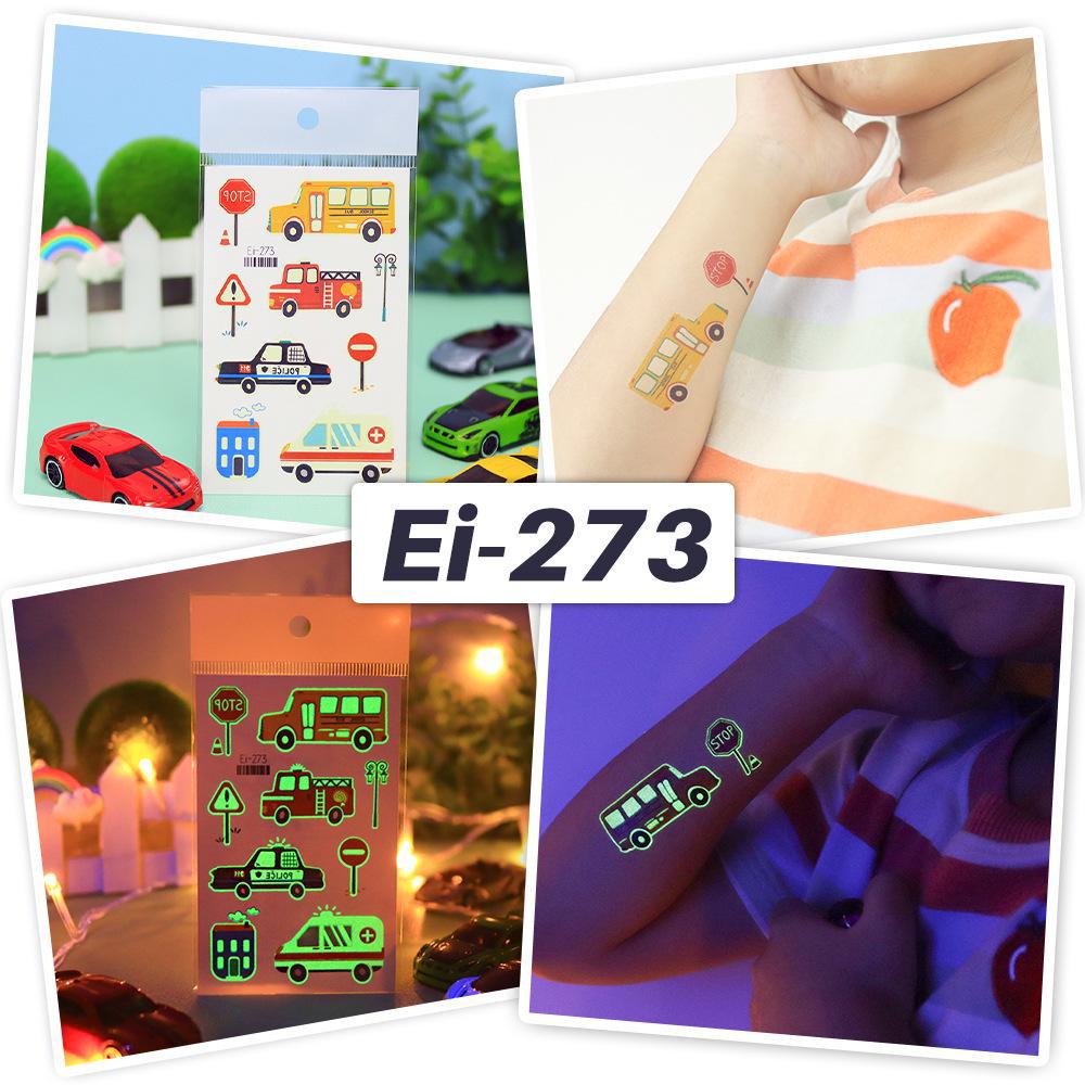 Ruikalong vodotěsné svítící dopravní kreslené tetovací samolepky pro děti