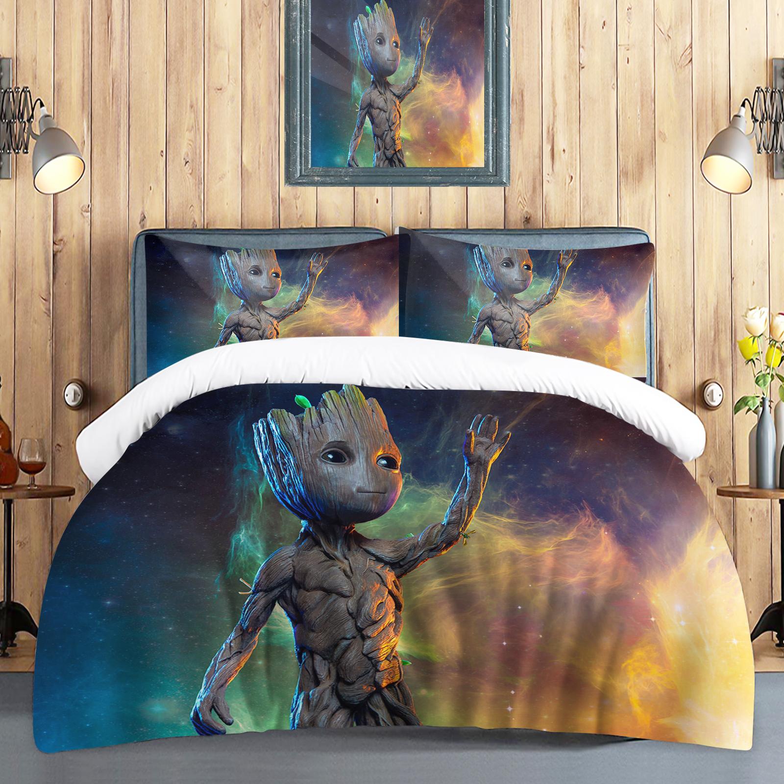 

I Am Groot Duvet Cover Set Children Cute Cartoon Quilt 100% Polyeste Skin-Friendly Breathable Comforter Bedding Sets 228x228cm&set