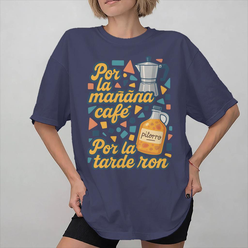Por la Unisexana cafe por la tarde ron Tee Shirt for Unisex Women Graphic Print T Shirts Cotton Clothes
