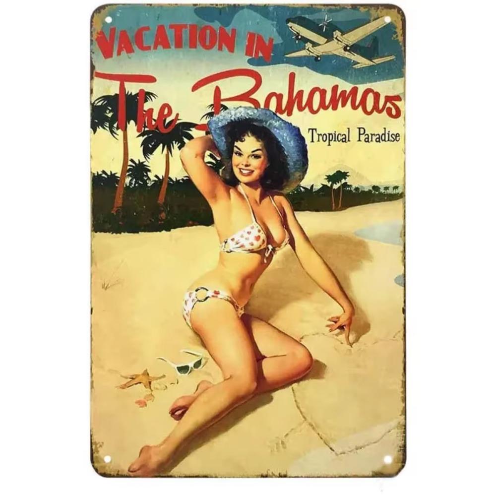 Vintage Plåtskyltar Väggaffischer Plakett Sexiga Kvinnor Järnmålning Dekoration för Mank Cave Café Garage Klubb Bar