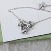 Flower Necklace Lucky Grass S925 Pure Silver Material Anti Allergy Electroplated 18k Blossom Ear studs Rings Jewelry set gift