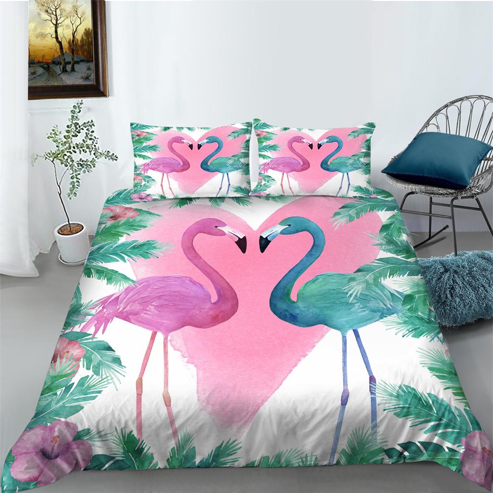Home Bedclothes Decor Bed Quilt Cover Set Modern Bedspread 3D Birds Design Printing Microfiber Bedding Suit