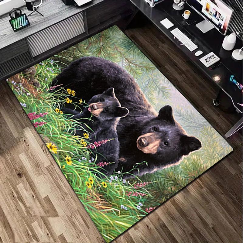 1Pc Black Bear Rug - home decoration Carpet For Living Room Bedroom Flooring Computer Chair Area Rug