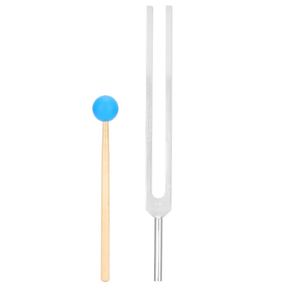 OM136.1HZ Aluminum Alloy Tuning Fork Wood Hammer Sound Healing Therapy Tool Set
