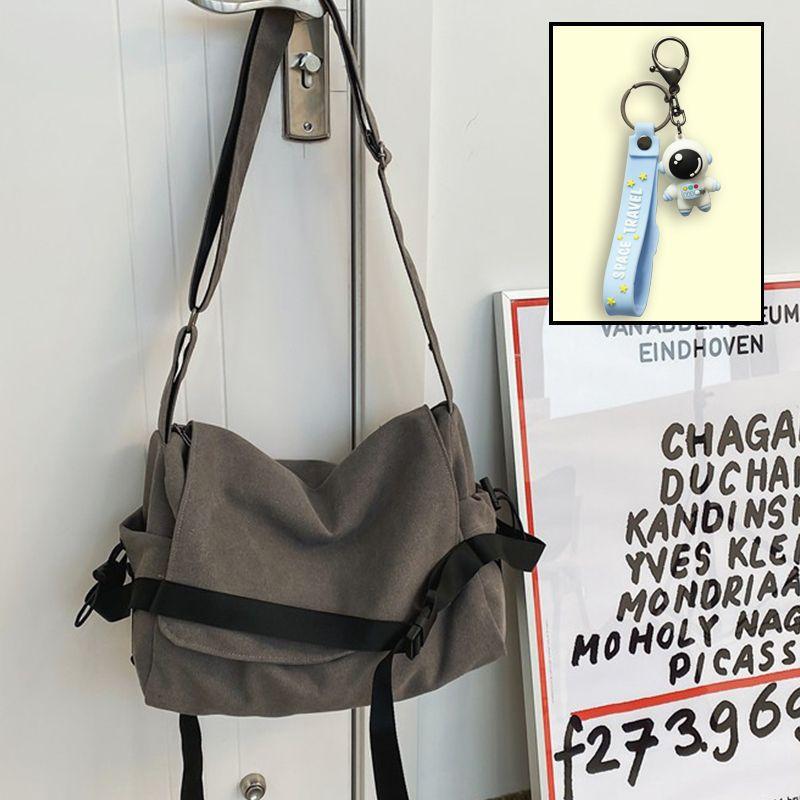 Canvas messenger bag boys trendy brand large capacity ins Japanese versatile retro backpack simple casual men