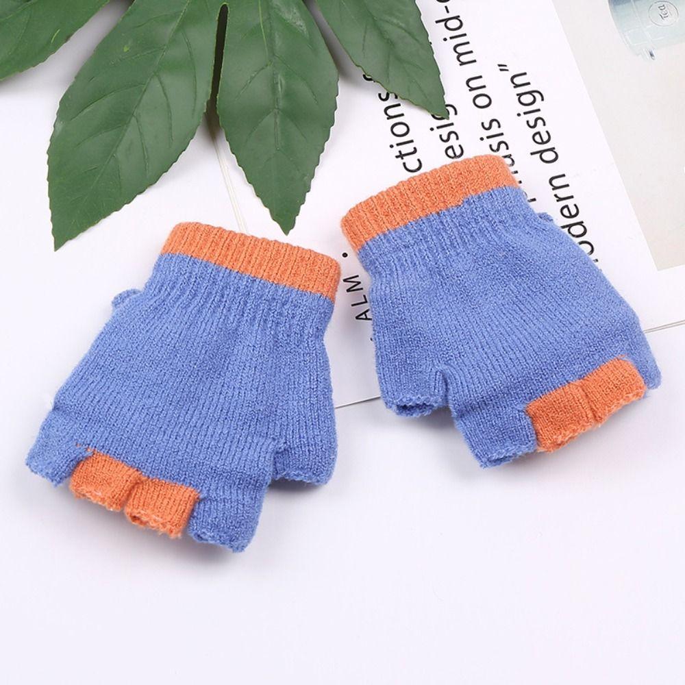 3-6 Years Thicken Kids Knitted Gloves Flip-Open Fingerless Gloves Winter Warm Mittens  for Baby Kids