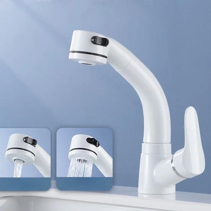 Modern Bathroom Faucet Basin Faucets Pull Out Hot and Cold Mixer Tap 360° Rotation Sprayer Tap Toilet Bathroom Cabinet Faucet