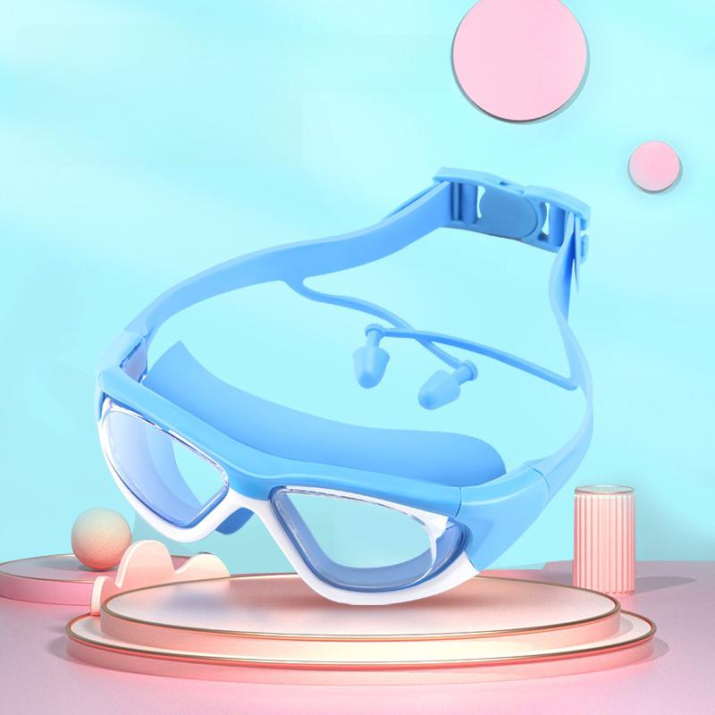 Hochauflösende Kinder-Schwimmbrillen für Jungen und Mädchen, Antibeschlag-Schwimmbrillen, Brillen mit großem Rahmen, Bequeme Silik