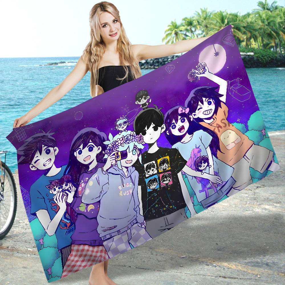 Hot Game O-Omori Bath Towel Microfiber Soft Water Absorbing Breathable For Girl Kids Decorative Cartoon Beach Towel
