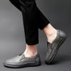 Fashion Mens Leather Loafers Non Slip Walking Flats Breathable Outdoor Slip on Casual Shoes for Male Work Office Driving Sneakers Beige