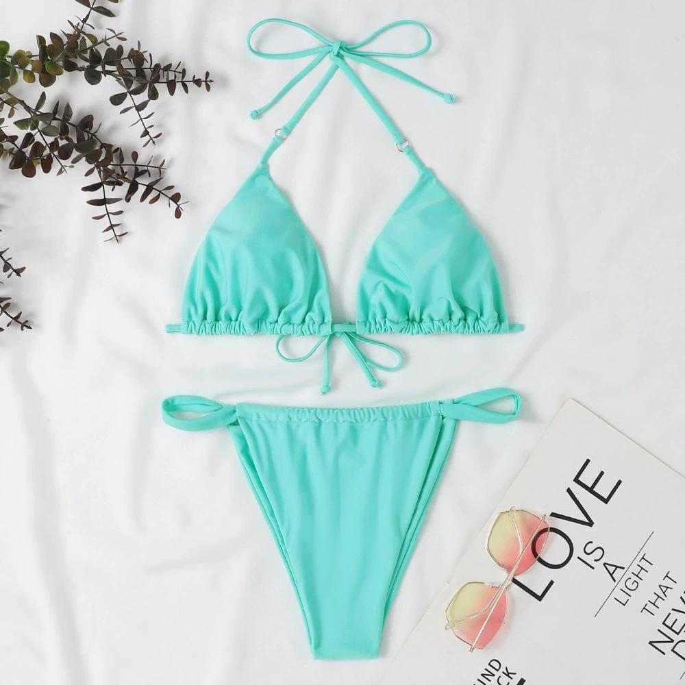 

2024 Однотонное Сексуальное Бикини с Узкими Бретелями Large