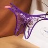 Women Open Crotch Exotic Panties Lace Cutout Sexy Thongs See Through Low Waisted Fun Underwears Intimates Ladies Thong Panty