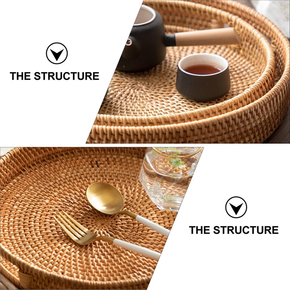 Food Tray Home Decor Rattan Storage Basket Multipurpose Fruit Light Brown Baskets