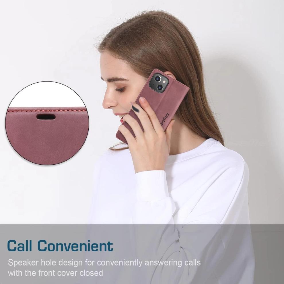 Per iPhone 12 Mini Cover a Portafoglio con Supporto a Libro in Pelle Custodia Telefono Rossa