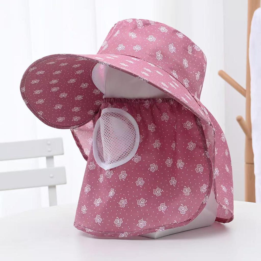Women's Sun Protection Wide Brim Hat with Face Mask - UV Protection for Summer Activities