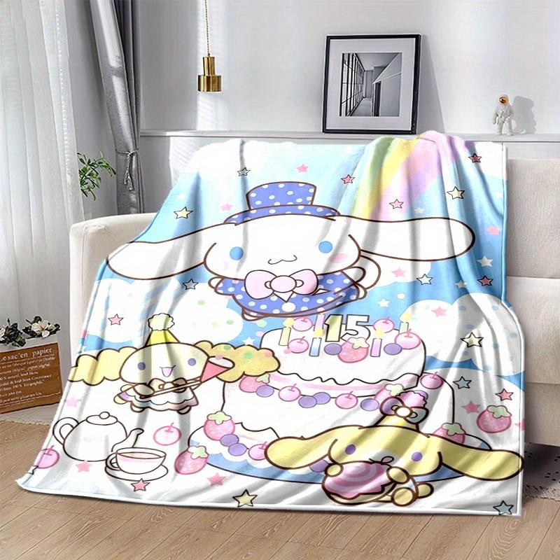 1pc, Sanrio Celebrate with Cinnamoroll: Cozy Home Decor Blanket, Perfect Gift! Flannel Throw Blanket for Bedroom, Living Room, Travel, Camping, Car, B