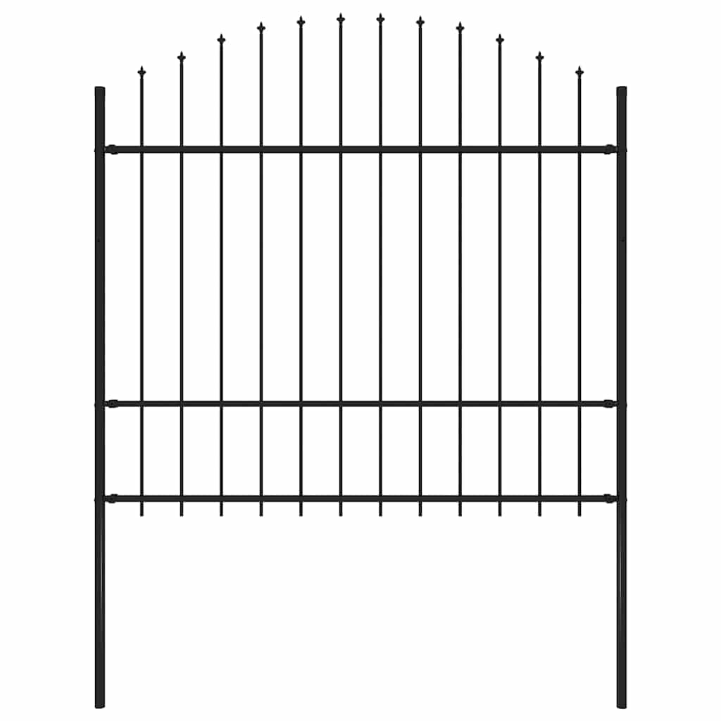 Woerden Garden Fence with Spear Point Tips Steel 170 x 175 cm Black