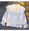 White Lace Lolita Bow Long Sleeve Shirt for Girls: Korean Style, Versatile, Sweet for Spring and Autumn
