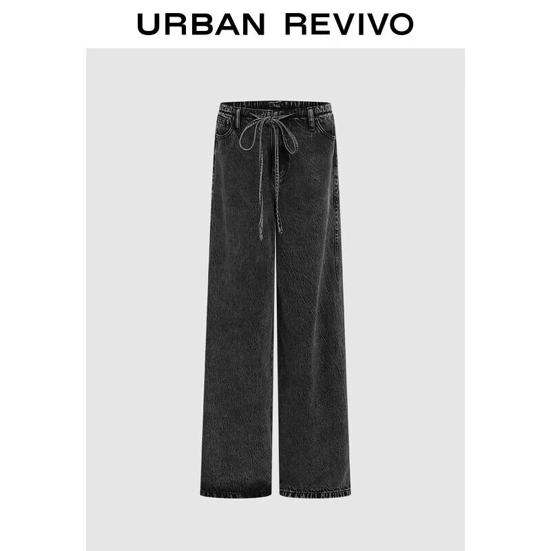 

Женские джинсы в стиле деним с ретро-эффектом стирки и кулиской 26