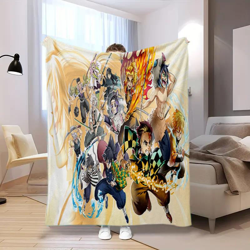 Japanese manga artist Koyoharu Gotouge's Demon Slayer blanket Soft and portable four season home bed, office travel, lunch break, warm blanket K24