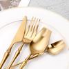 6/16/24Pcs Gold Tableware Stainless Steel 304 Cutlery Matte Dinner Set Western Knife Fork Spoon Mirror Elegant Flatware