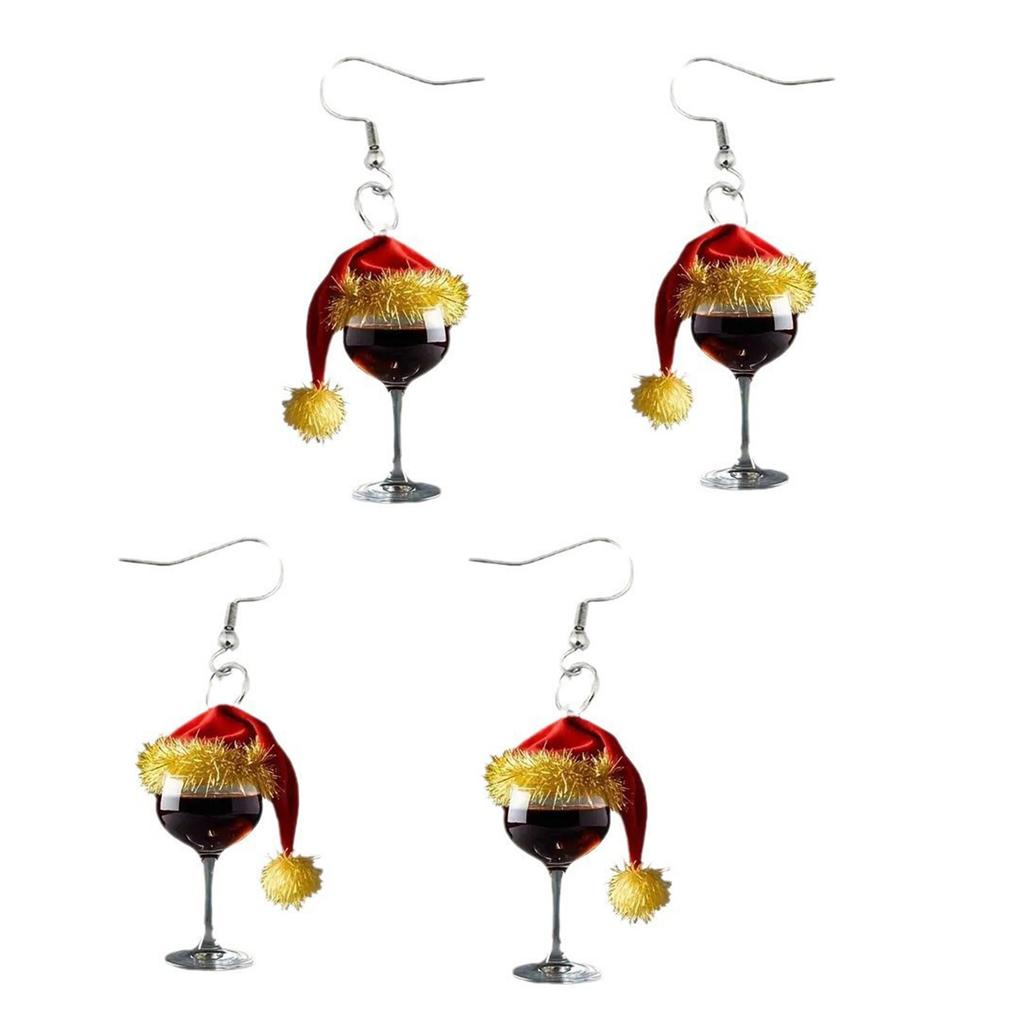 2 par julehatt vinglass øredobber kreative design festlig tema ørekroker lette komfortable for langvarig bruk