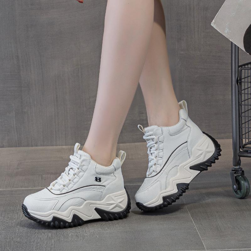 9906 leather high-top shoes new versatile spring and autumn platform sports casual black retro shoes