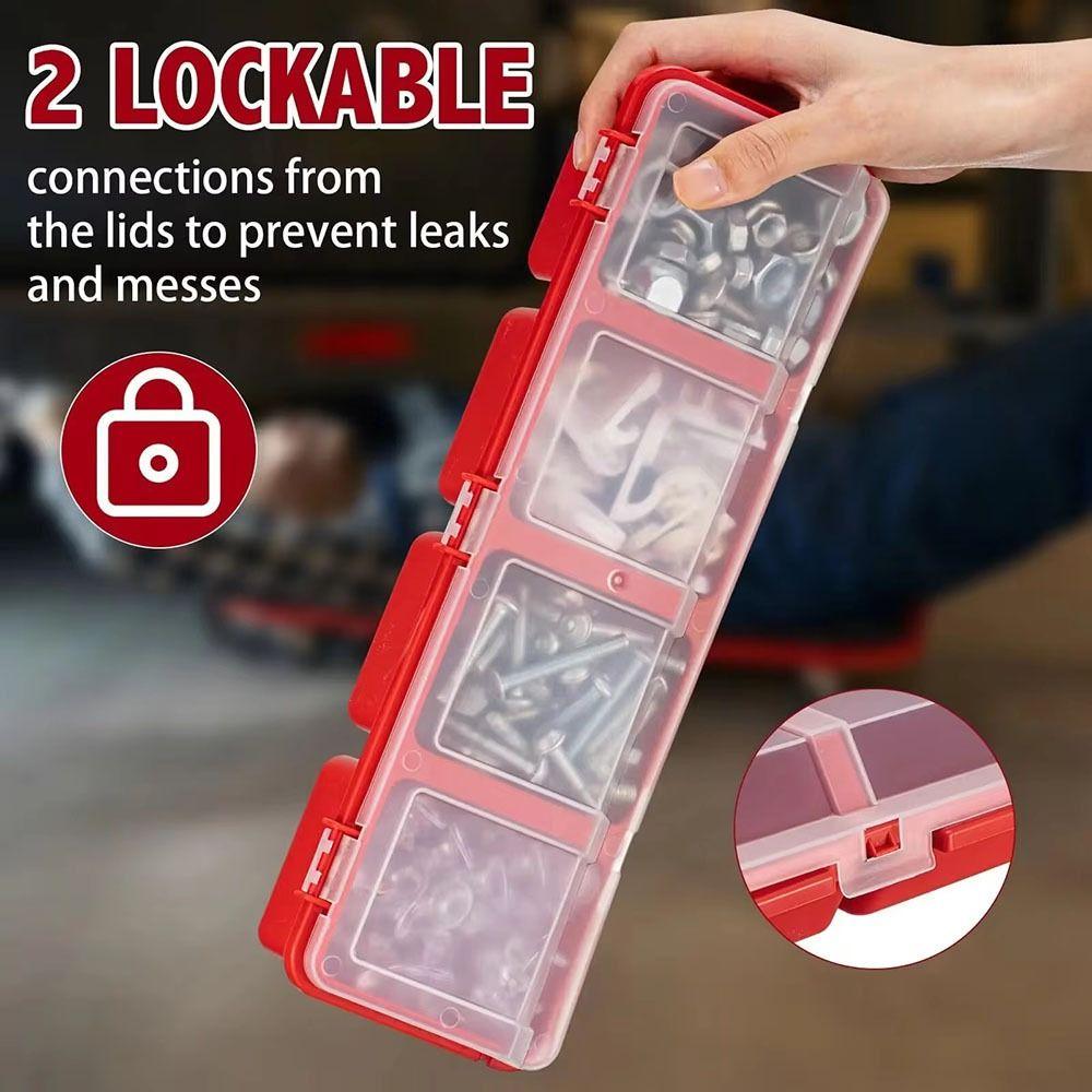 1Pc Parts Storage Box Plastic Screw Organizer Box with 4 Compartment Tool Part Container Bin with Lid Display Storage Case