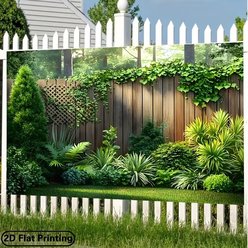 2D Garden Lattice Wood Fence Ivy Green Plant Photo Backdrop Cloth