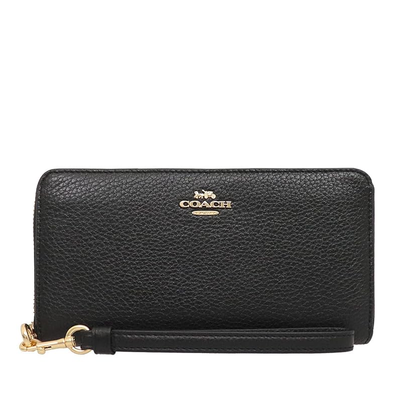 

[coach] COACH long wallet FC4451 C4451 black Pebbled leather long zip around wallet (with strap) ladies [Outlet product] [brand] [product]