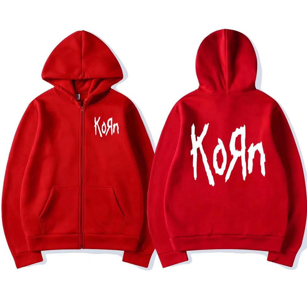 Korn Rock Band с буквенным логотипом, толстовка на молнии, мужская металлическая готическая винтажная толстовка на молнии большого размера, уличная одежда, толстовки в стиле панк, куртки S