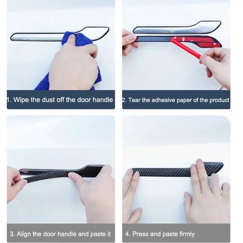 4-piece Set of Door Handle Protectors for Tesla Model Y Juniper Model 3 Highland 2025 ABS Door Handle Stickers Durable Car Part