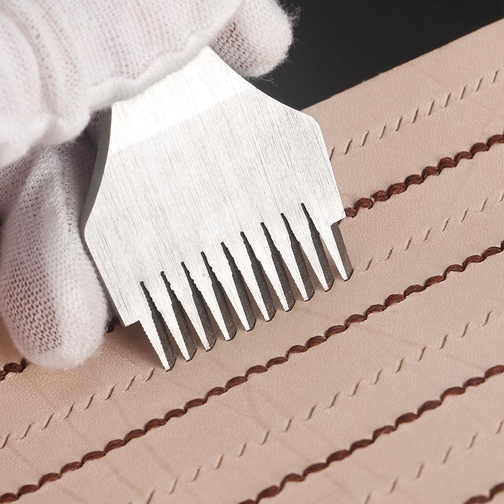 3Pcs 2.7/3.0/3.38/3.85mm Spacing 2/5/10 Teeth Leathercraft Stitching Oblique Flat Prong Chisel, DIY Craft Leather Punching Tools