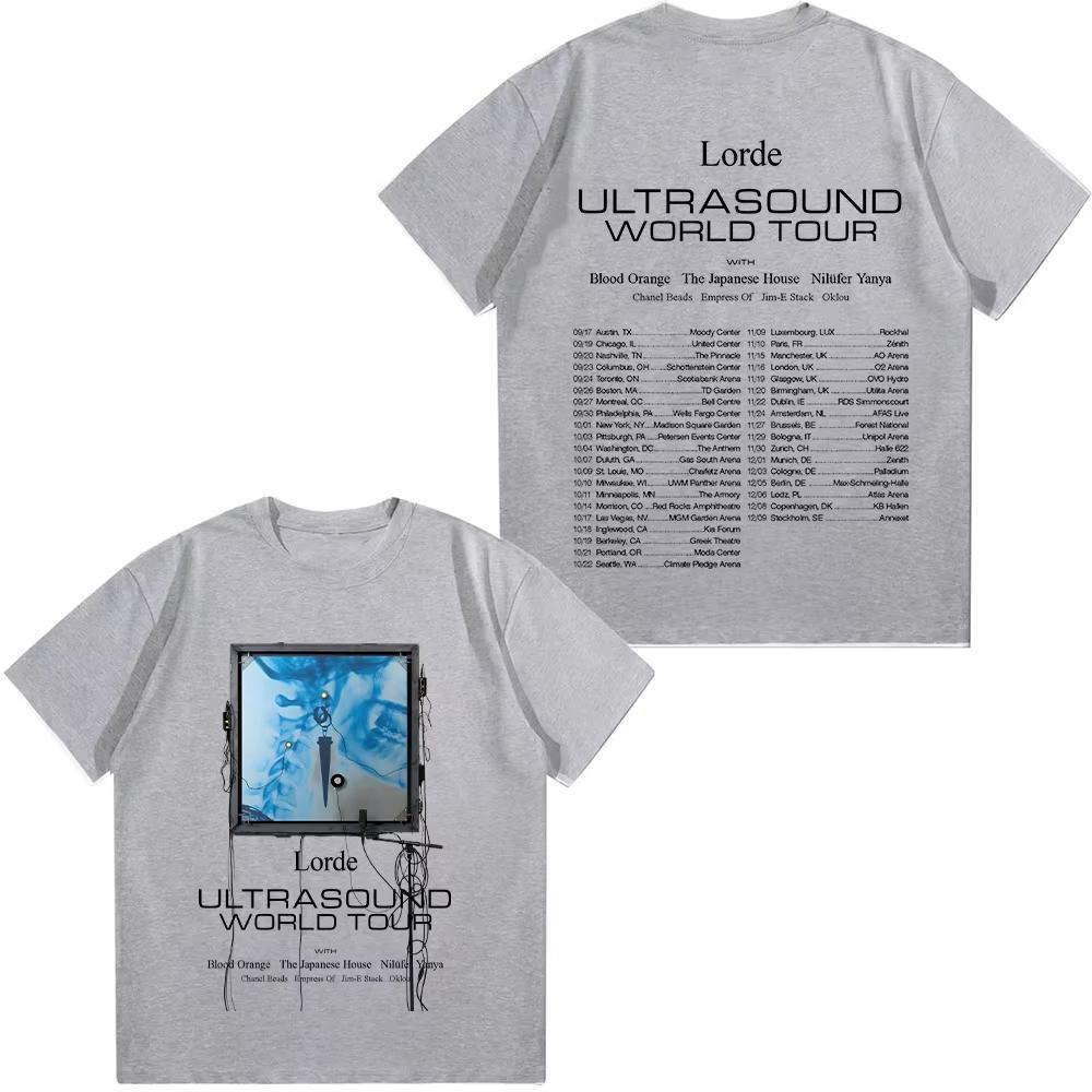 Lorde Ultrasound World Tour 2026  Lorde Merch Graphic Tee New Versatile for WomenUnisex Tshirt Cotton Short Sleeve Clothes S
