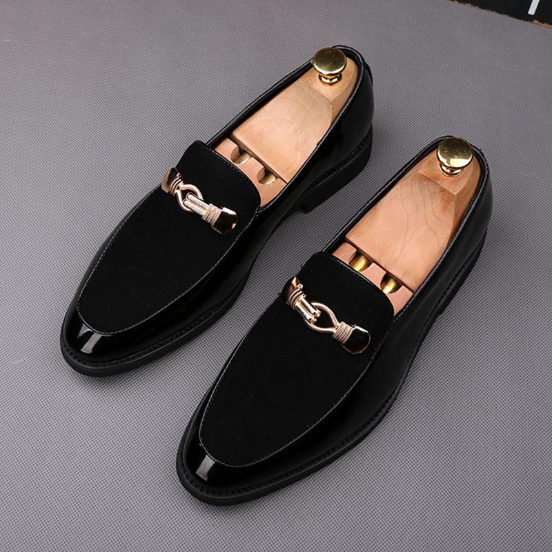 Luxury Men Suede Patchwork Metal Buckle Casual Shoes Male Lace Up Flats Brogues Homecoming Wedding Dress Prom Zapatillas Hombre